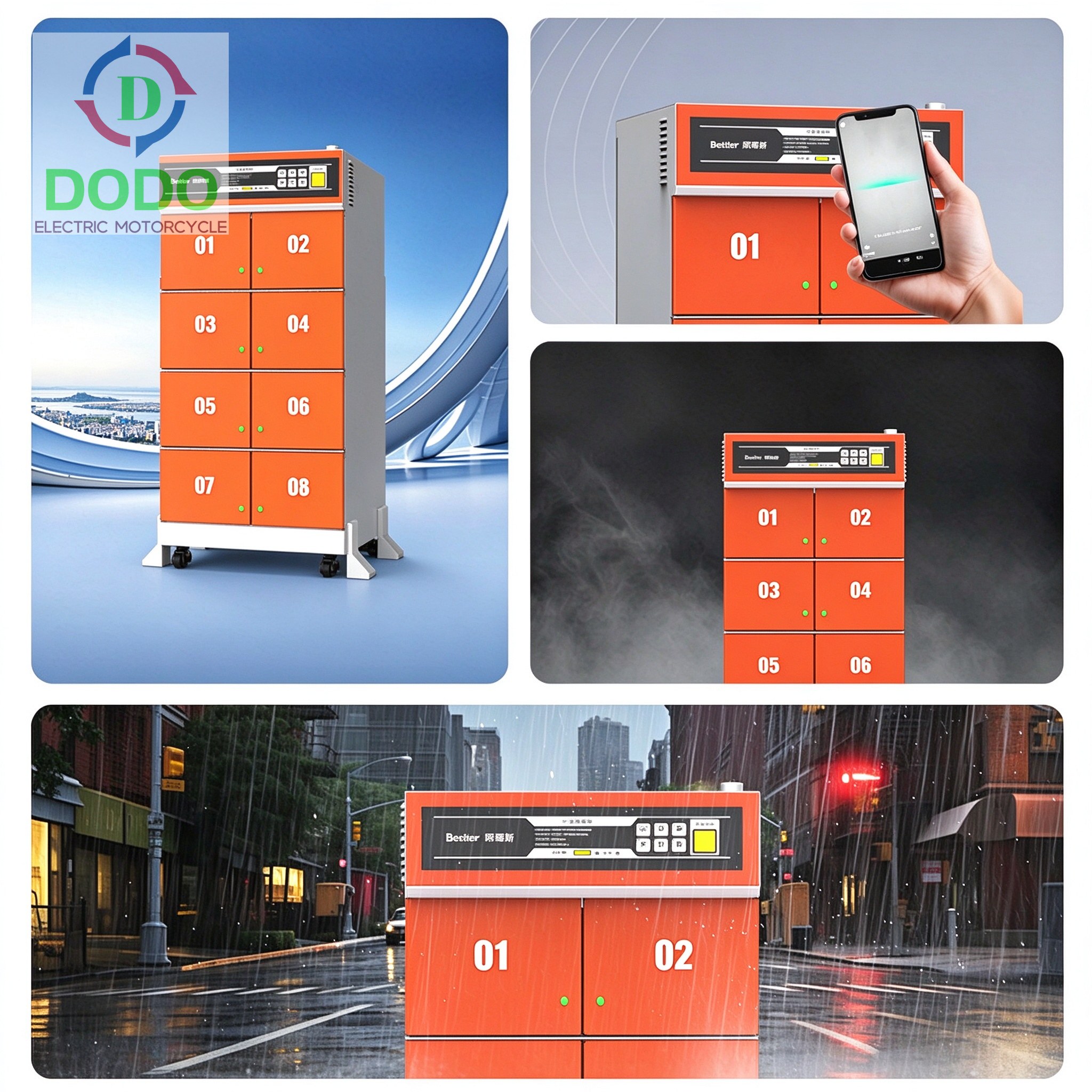 Cabinet scenes: city, QR swap, smoke test, rain