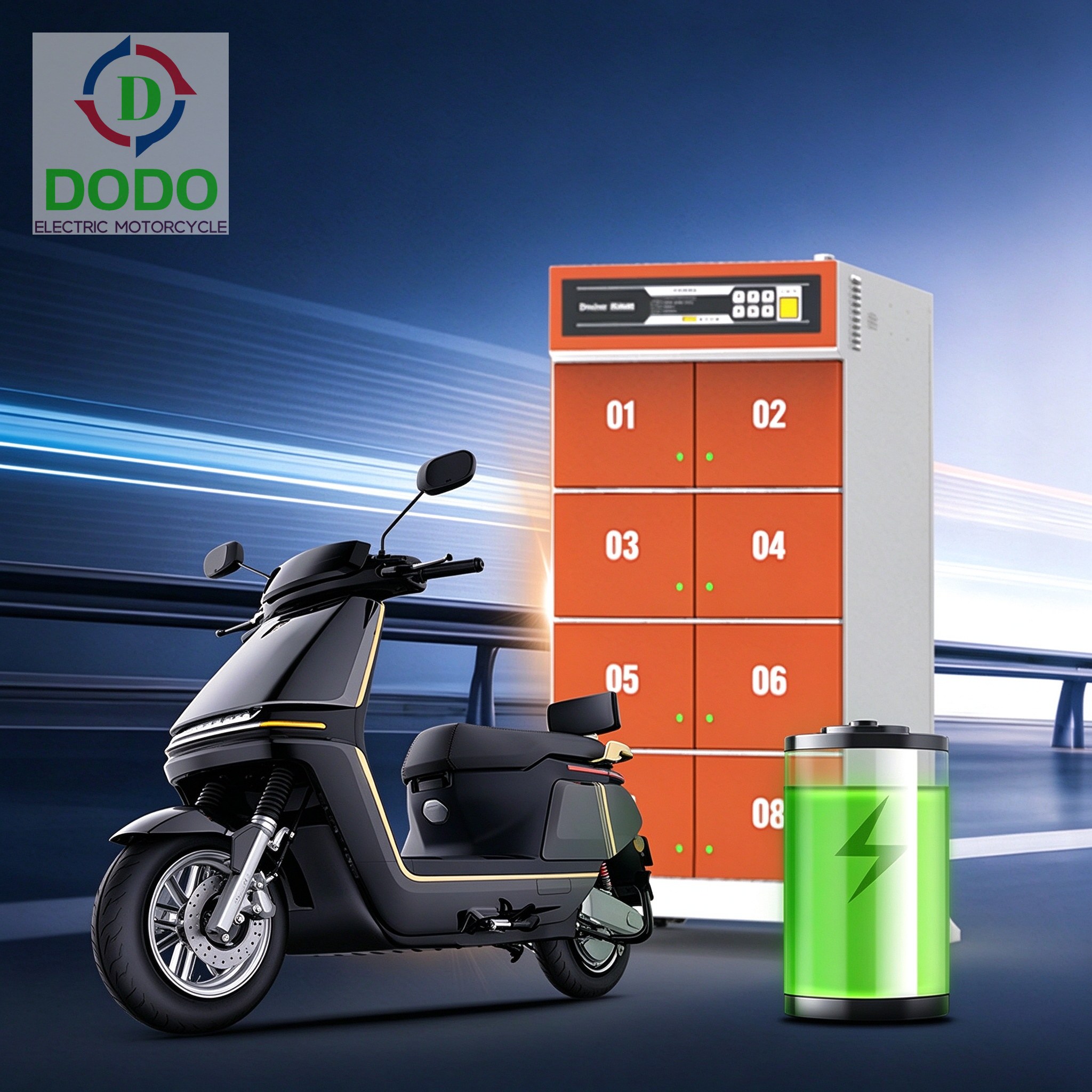 E-scooter next to swap cabinet